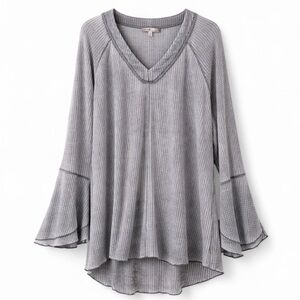 Seven7 Dip Dye Bell Sleeve Waffle Knit Top 1X